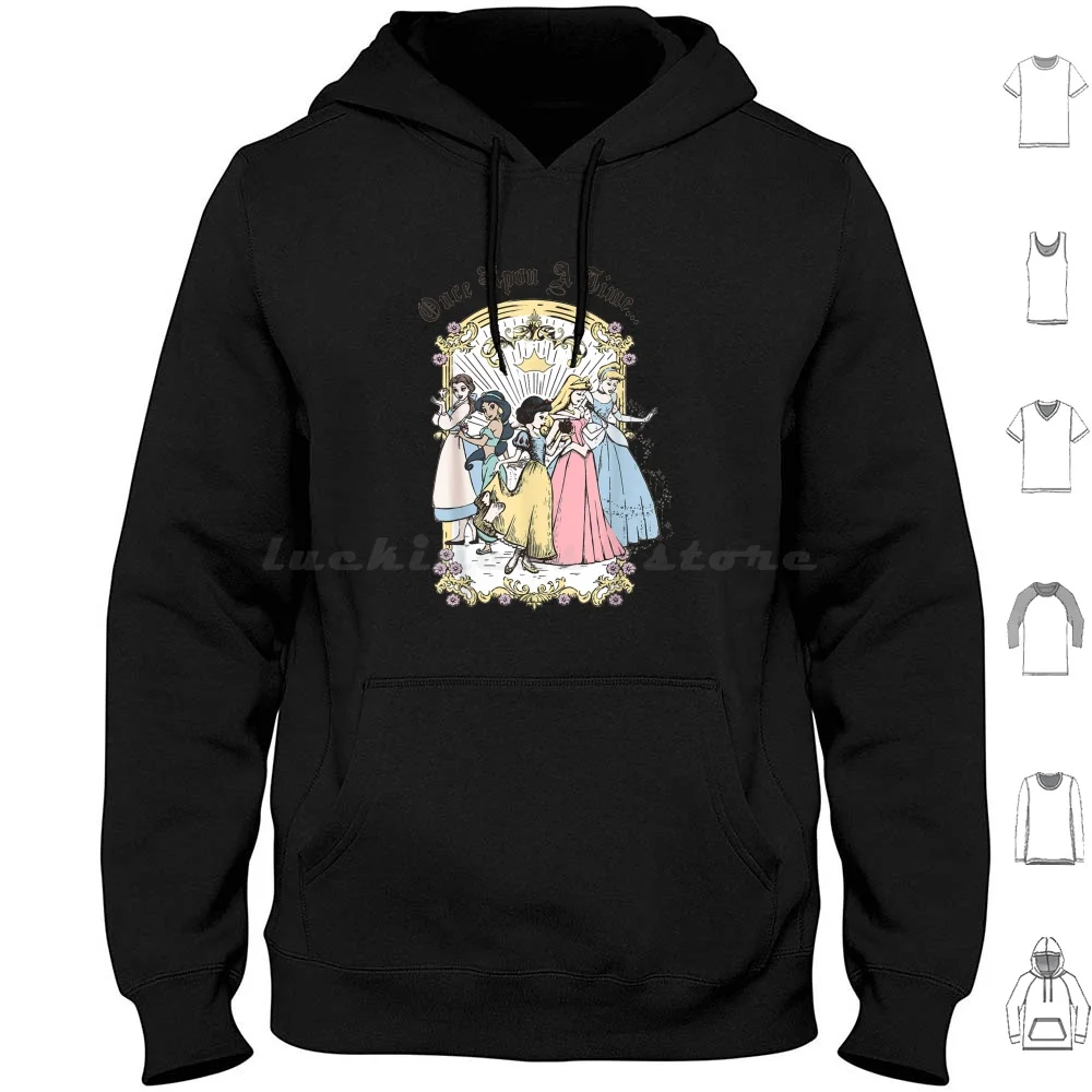 Princess Once Upon A Time Vintage Cartoon Hoodie Cotton Long Sleeve Daughter Father Young Women Teen Baby Daddy