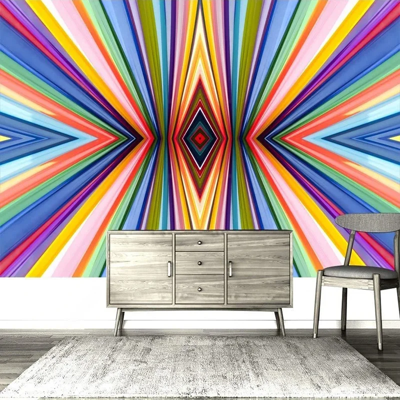 

Custom Any Size Mural Wallpaper Fashion Beautiful Colorful Lines Modern TV Background Wall Decoration Painting Papel De Parede