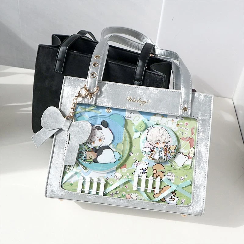 

Richme Lolita однотонные женские сумки Ita с модным бантом на каждый день, маленькая вместимость, значок в стиле аниме «сделай сам», сумка через плечо, трендовая сумка из искусственной кожи Bolso Mujer