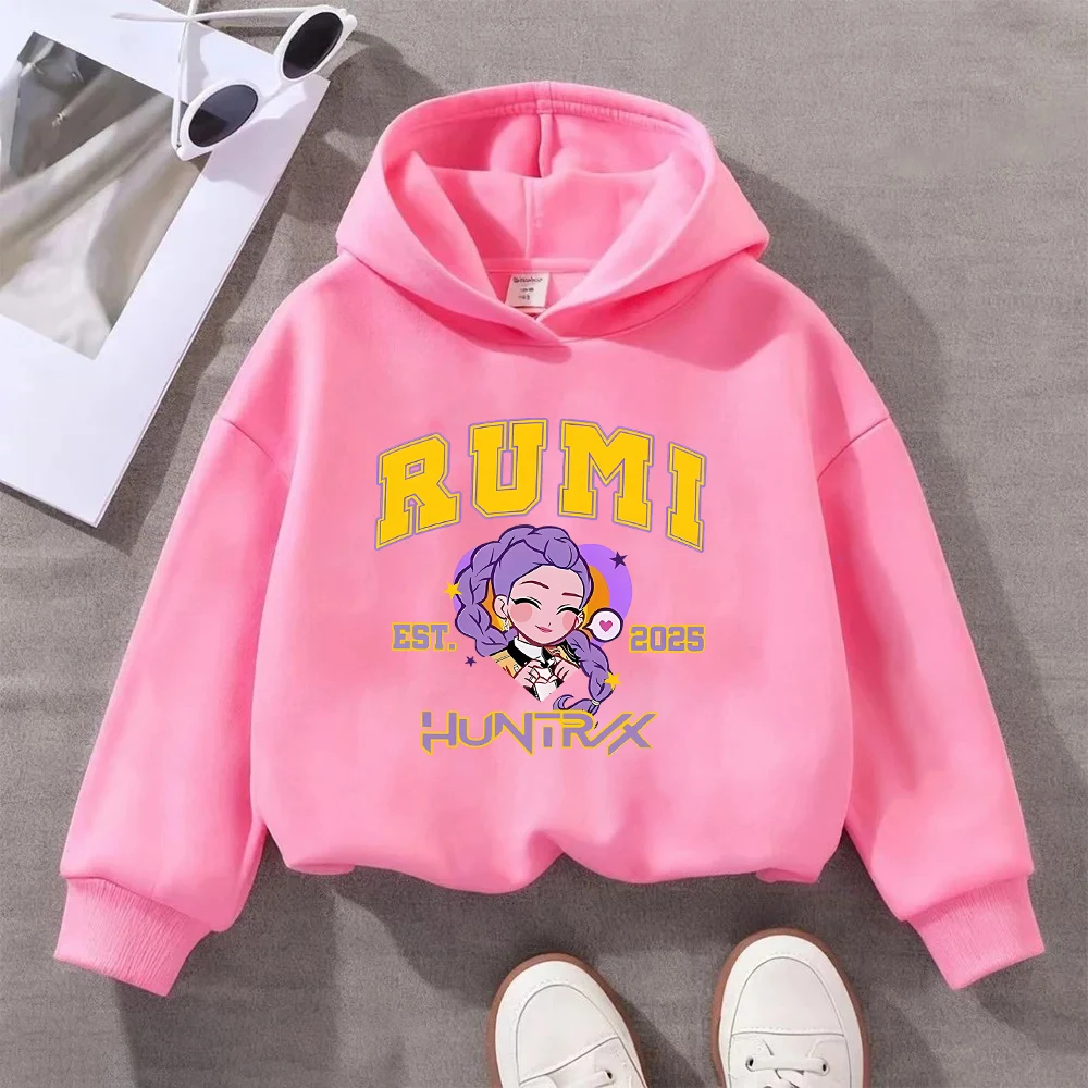

RUMI HUNTRX Kids Sweatshirt Cute Cartoon Girl Design Children's Casual Pullover EST 2025 Purple Yellow Fashion Toddler Boys Girl