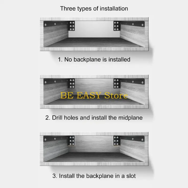 E28F Floating Shelf Brackets Heavy Duty Metal Shelves Brackets Suspended Tripod Brackets Wall Shelf Easy to Install