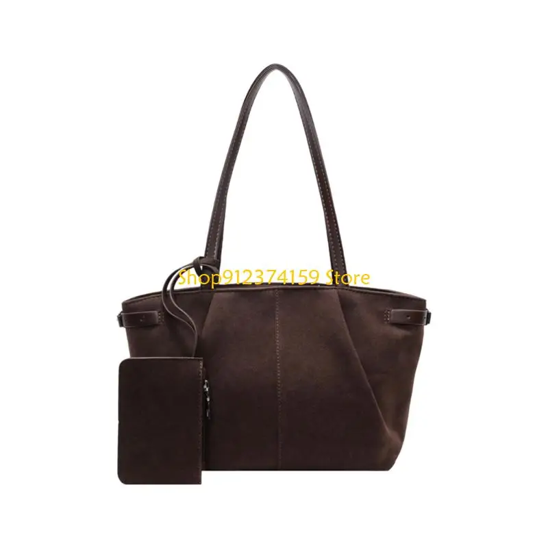 G5AE Fashion Purses and Handbags Underarm Bags Faux Suedes Toted Bag with Detachable Mini Purses Shoulder Bag for Womens - view 2