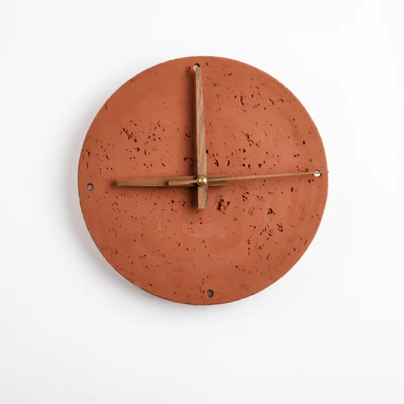 Brick Red Stone Led Wall Sconce Clock Bedroom Foyer Bedside Corridor Restaurant Hotel Homestay Circular Lamp