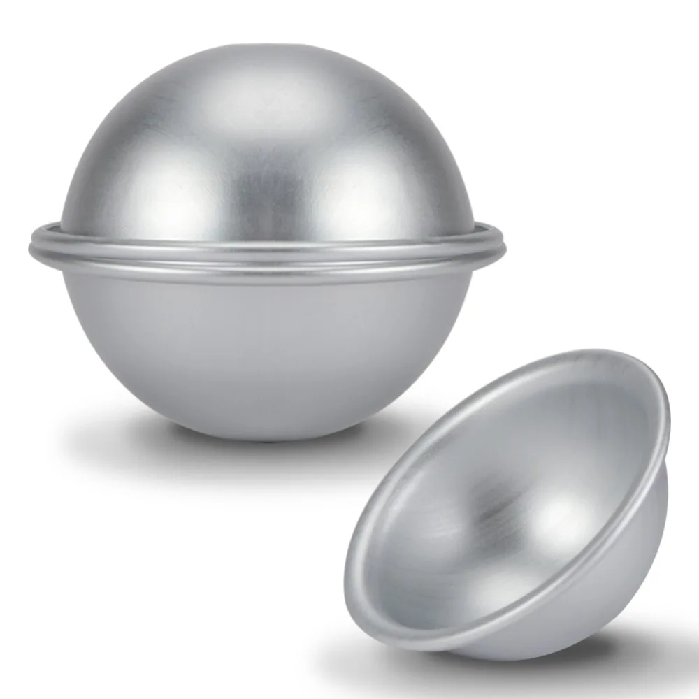Aluminum Alloy Hemisphere Cake Mold Rolled Edge 3ins Half Ball Cake Pan Nonstick Coating 3D Sport Ball Design Baking Mold Pan