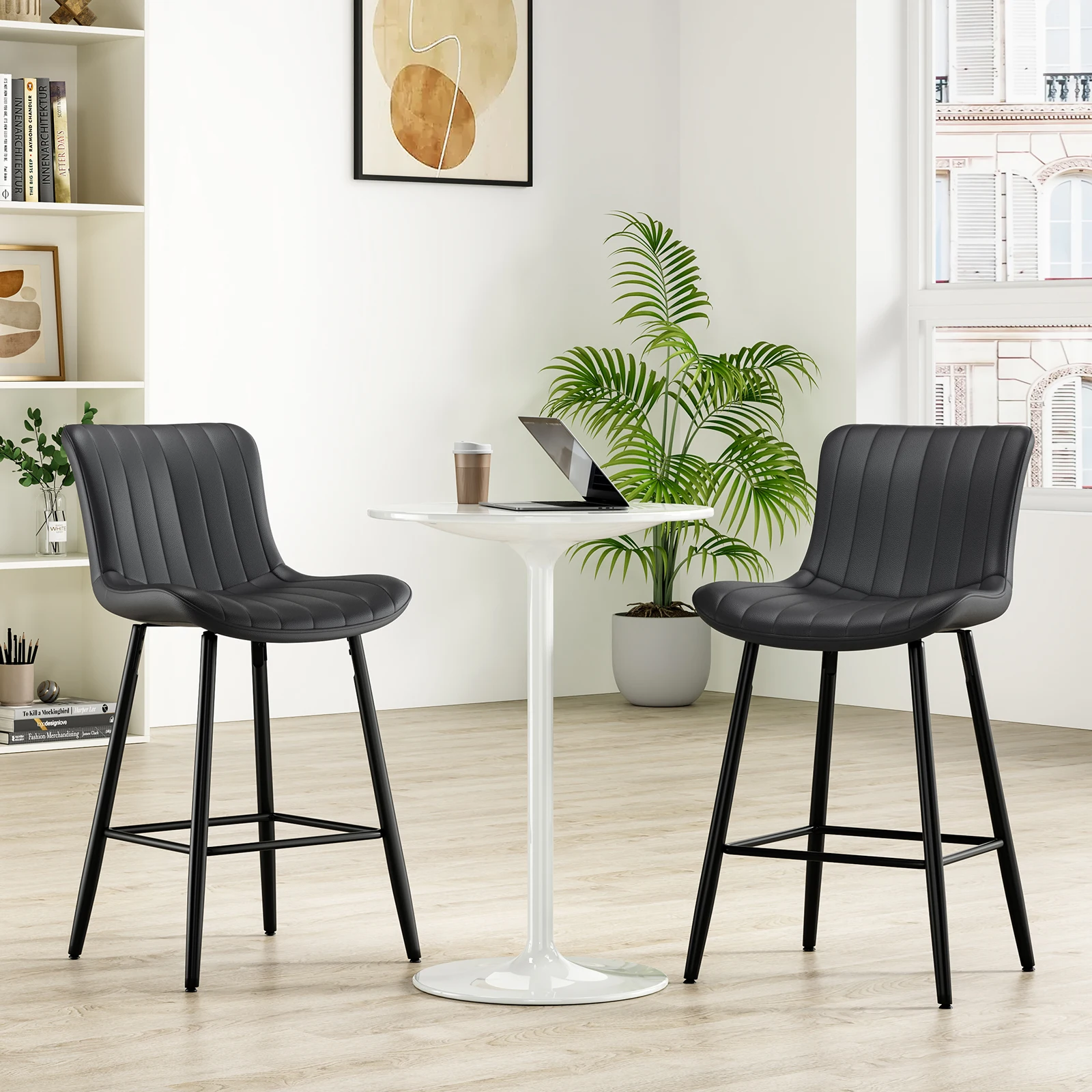 

Counter Stools Set of 2, Faux Leather Kitchen & Dining Room Chairs for Dining Room, Counter Height Bar Stools