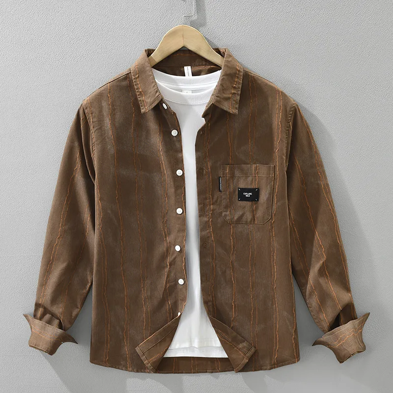 

Japanese Retro Striped Long-Sleeve Shirt for Men - 2025 Autumn Fashionable Casual Loose-Fit Bohemian Top