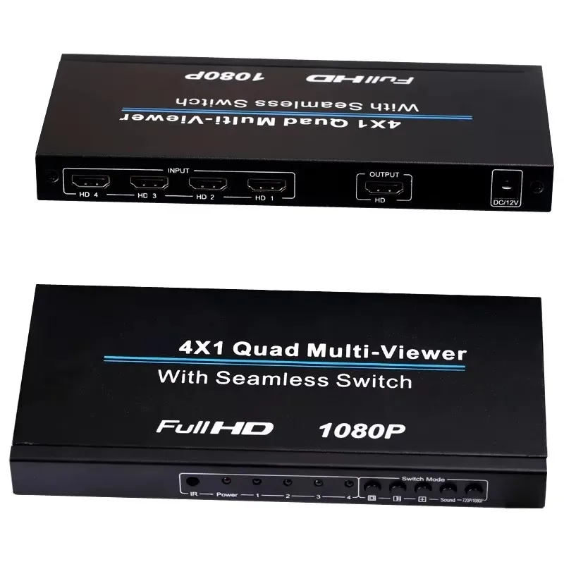 1080P HD Full 4x1 Multiviewer Quad Multi-viewer HDMI-Compatible HDTV Video Converter 4 TV Screens Splitter Seamless Switch