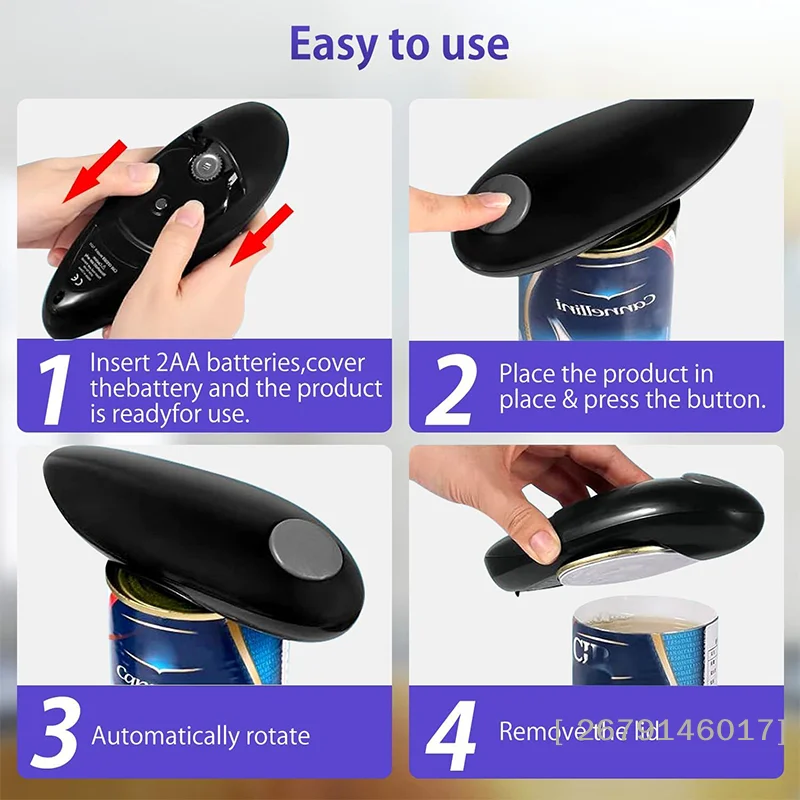 Hands-Free Electric Can Opener Automatic Bottle Opener, , Easy Kitchen Gadget for Cans, Jars, and Twist-Off Lids - view 3