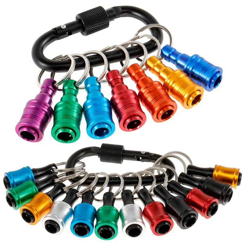 

Premium-19Pcs 1/4 Inch Bit Holder Keychain Hex Shank Aluminum Alloy Screwdriver Bits Holder Quick-Change Extension Bar