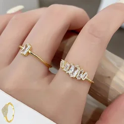Trendy Crystal Geometric Thin Rings for Women Elegant Designer Zirconia Minimalist Wedding Marriage Tennis Ring New Jewelry Gift