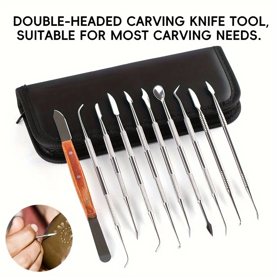 10Pcs/Set Professional Wax Carving Tools Kit Stainless Steel Sculpting Set with Case for Candle Clay Jewelry Making Art DIY Gift