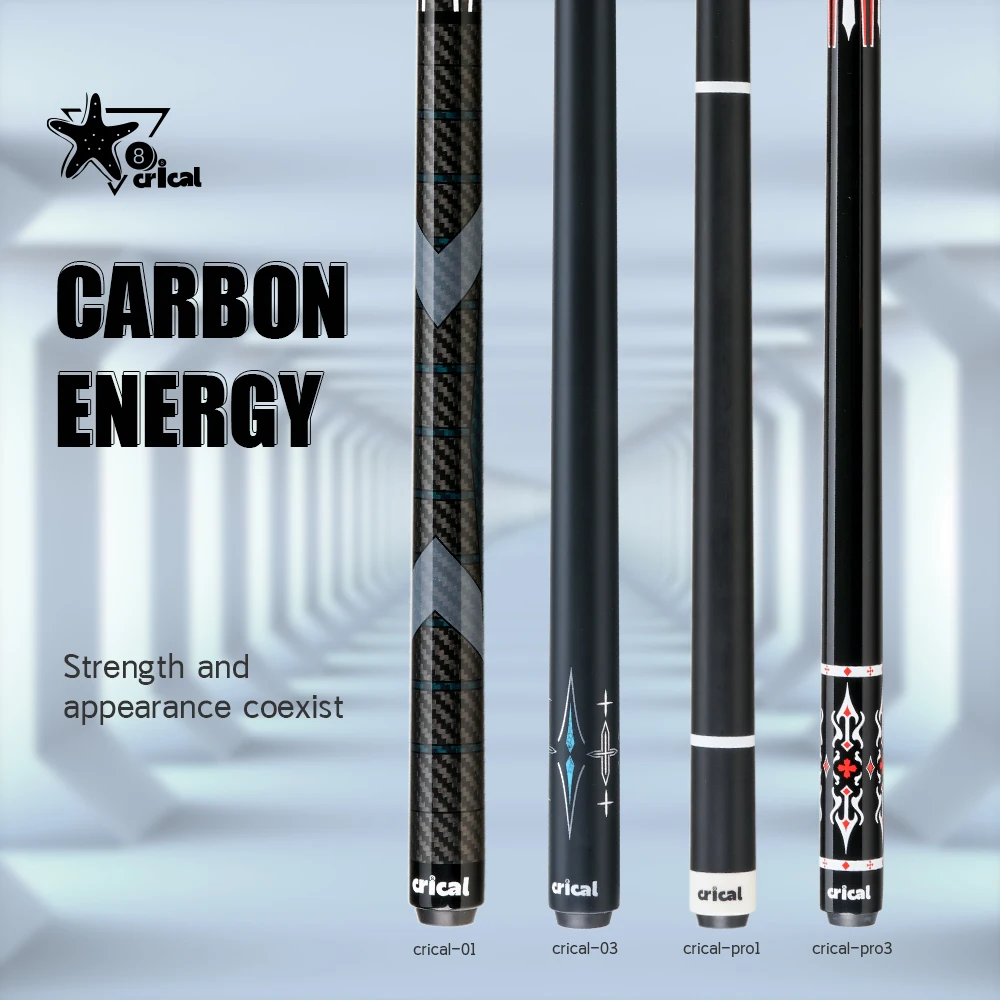 

Crical Carbon Fiber Pool Cue Stick with12.5mm Tip 3/8*8 pin joint for 58" low deflection billiard cue