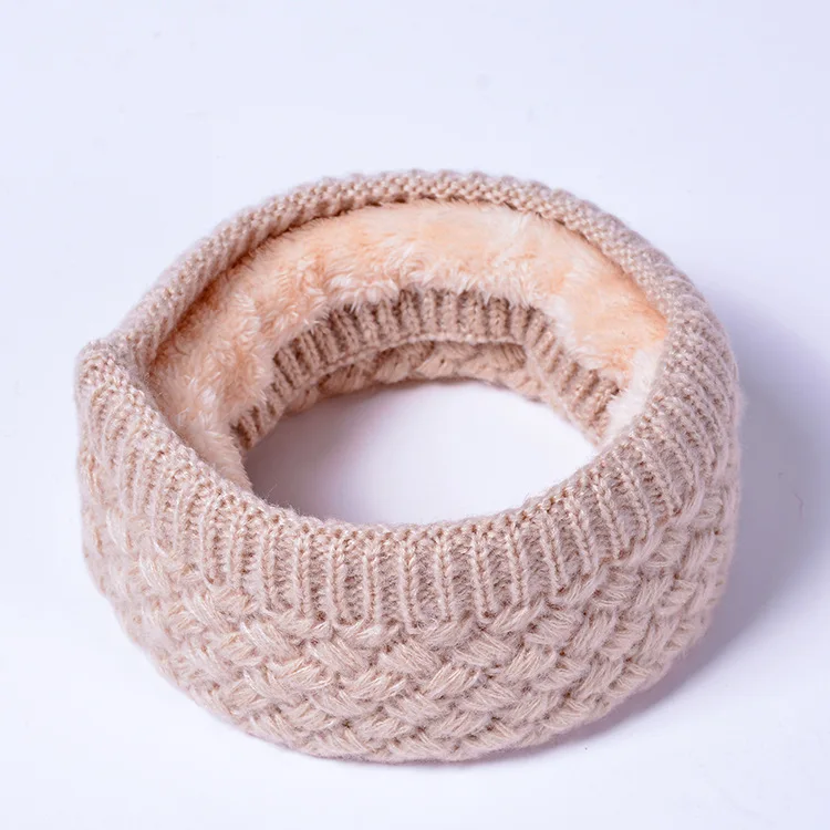 Outdoor Cold-proof Scarf Warm in Winter Boys and Girls Knitted Neck Protection Solid-color Wool Plush Thick Neck Cover