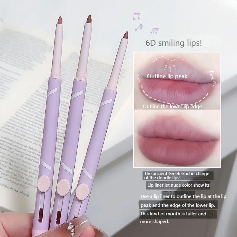 New Lip Pen Lip Liner Pen Matte Lipstick Pen Silver Longlasting Lip Contouring Nonstick Lipliner Pencil Korean Makeup with Brush