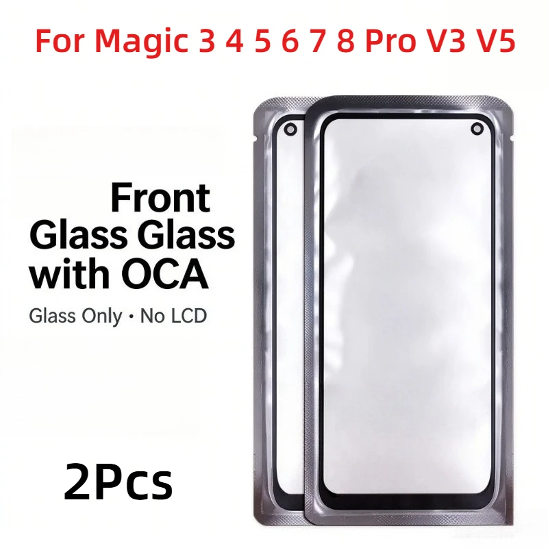 Front Glass with OCA For Honor Magic 3 4 5 6 7 8 Pro V3 V5 Outer Lens Replacement Screen Glass Only, No LCD
