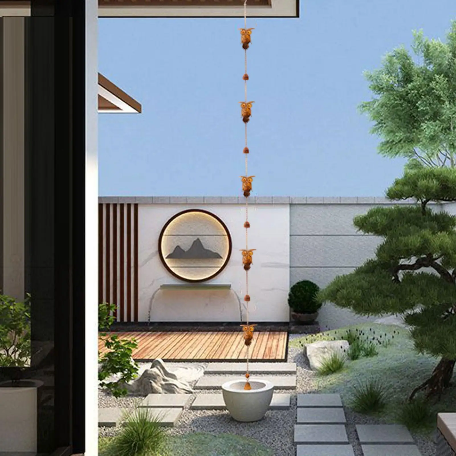 في الهواء الطلق المطر سلسلة الرجعية تصميم البومة على شكل الزخرفية متعددة الوظائف النازل ماسورة التصريف للمزاريب DIY الطنف الصرف حديقة المنزل