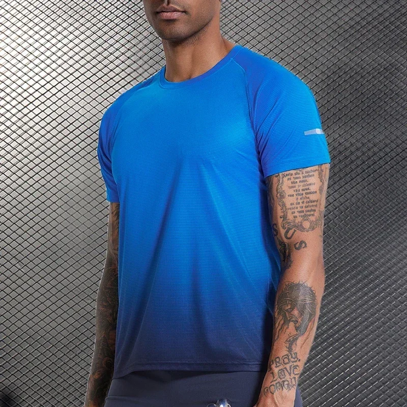 

Ice Silk Short Sleeve T-shirt for Men's Running Exercise Sweatshirt Training Wicking Undershirt Male Sports Tee Tops Clothing