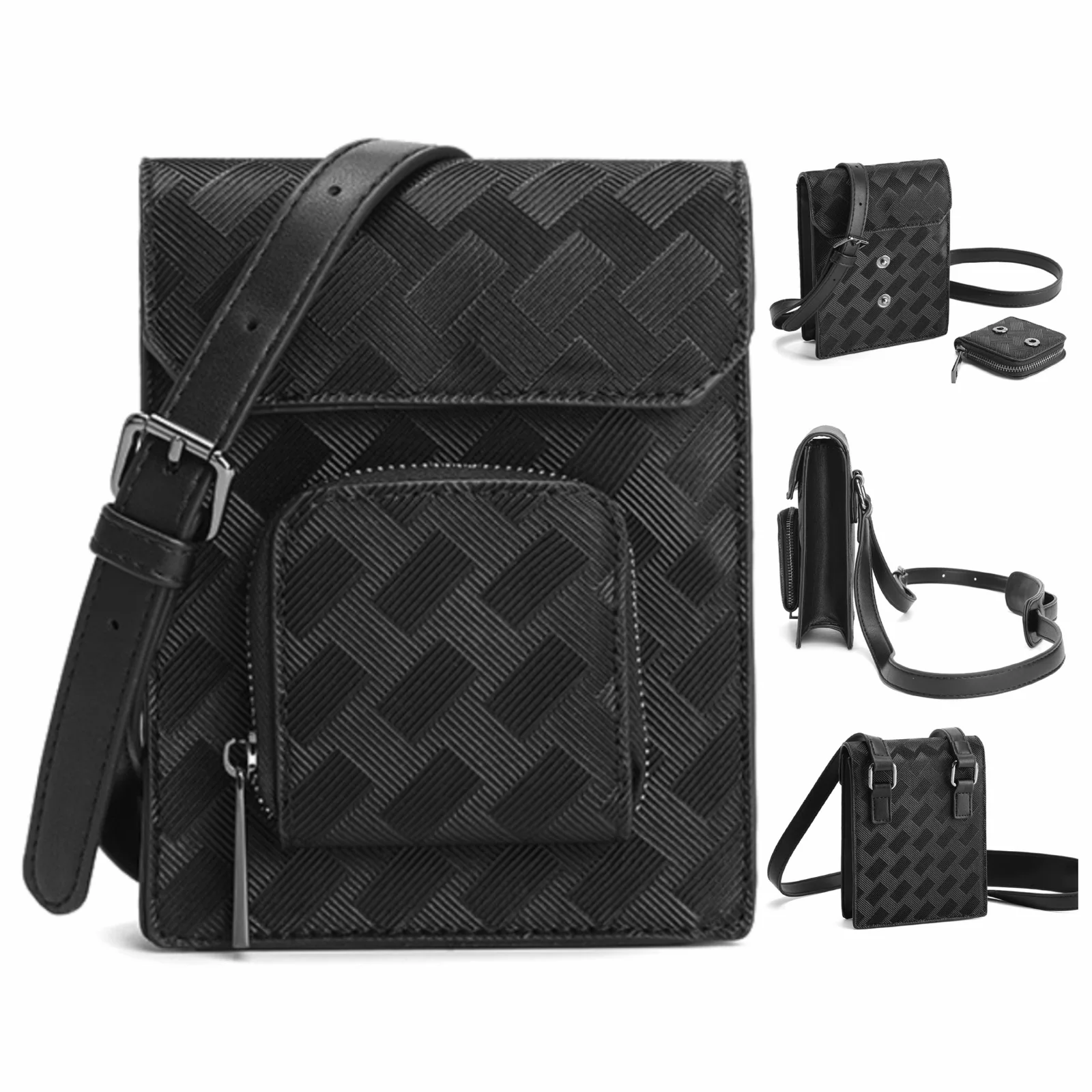 

Ymuyus Избранная высококачественная кожаная сумка через плечо/сумки для телефона, съемная тканая клетчатая модная мужская сумка через плечо