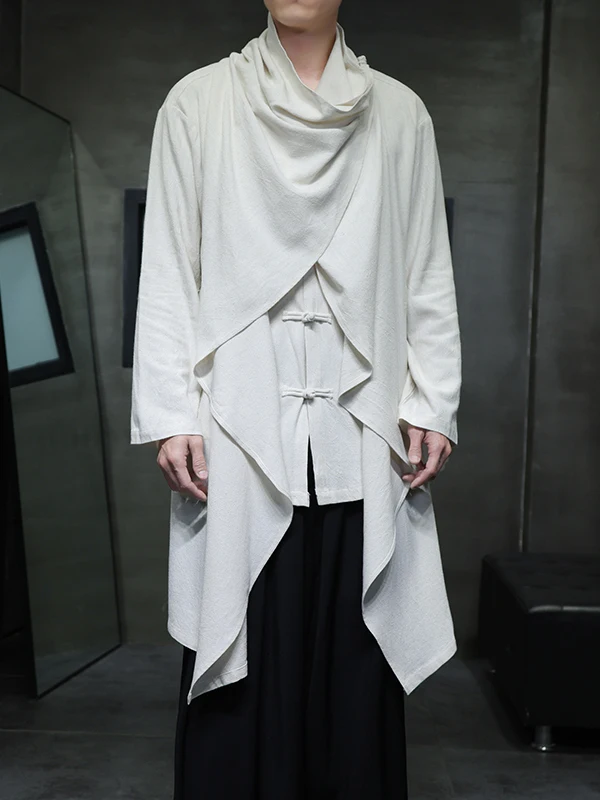 

Новый китайский костюм в стиле Тан: льняная хлопковая монашеская ряса для дзен-медитации, имитация двухслойной ветровки, этнический стиль