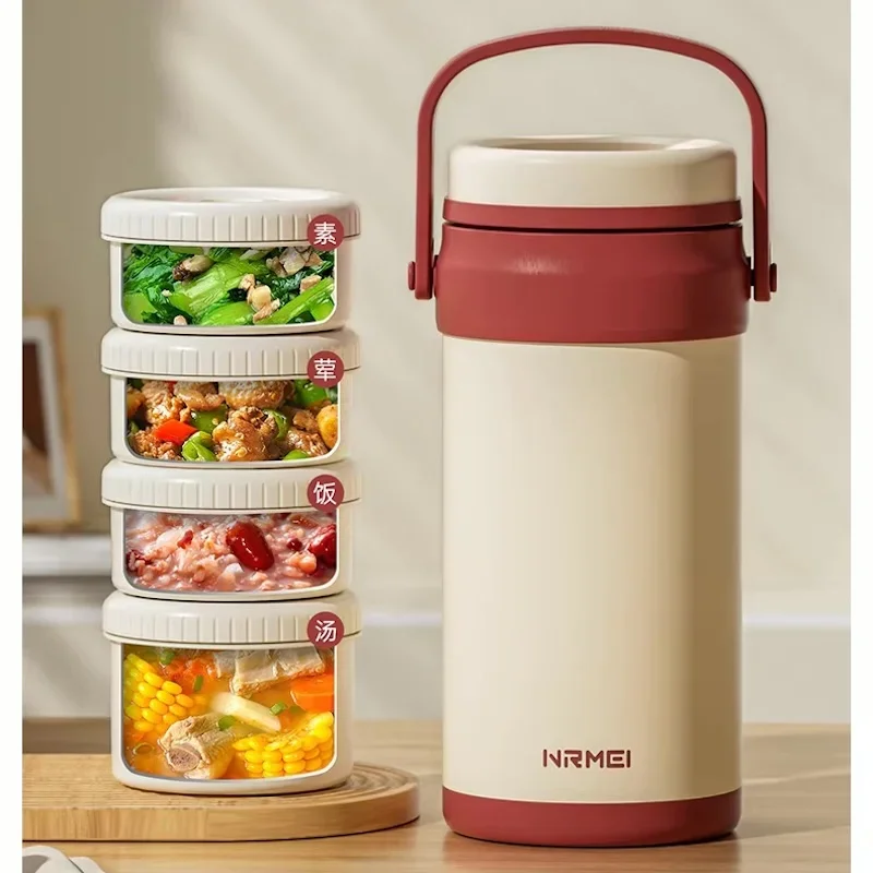 Home bento lunch box 4 layers Lunchbox food storage containers Stainless steel heat preservation lunch box for kids food warmer
