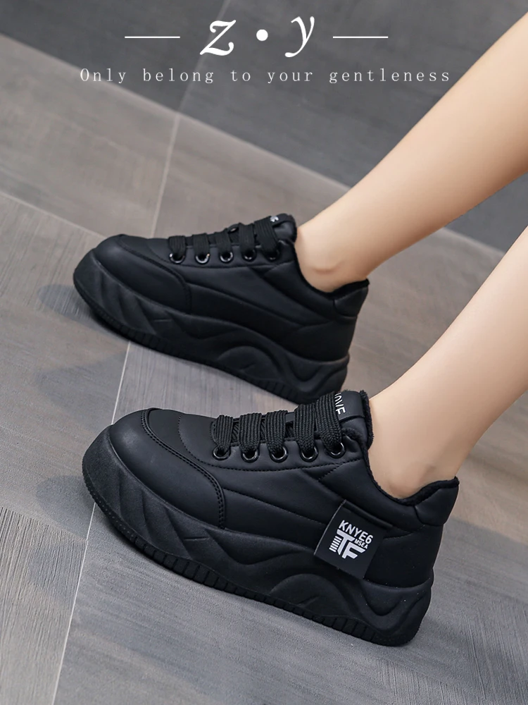 Shoes Woman 2024 Round Toe Clogs Platform Autumn Casual Female Sneakers Shallow Mouth New Creepers Small Fall Sports Winter PVC