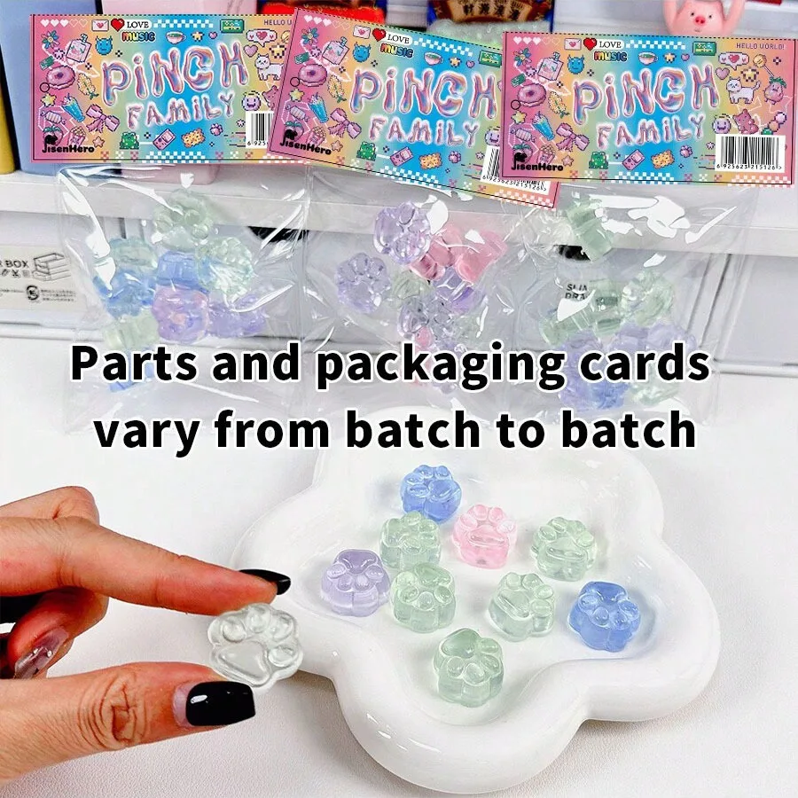 カワイイミニqバウンス猫の足スクイーズおもちゃ、柔らかく粘着性のあるリアルなゼリーグリッター猫の足、透明なそわそわおもちゃ、大人と子供へのギフト