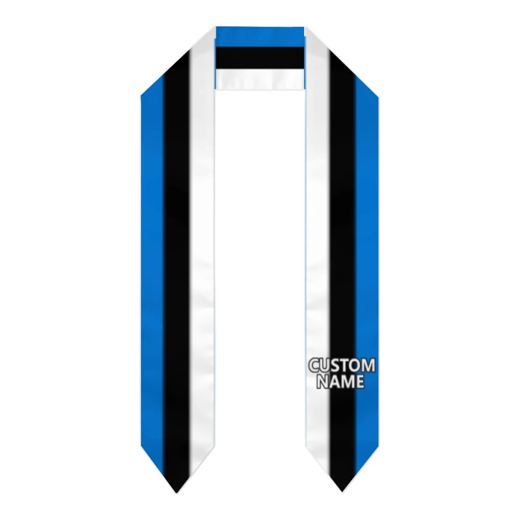 Custom Name Estonia Flag Scarf Graduation Sash Stole International Study Abroad Adult Unisex Party Accessory