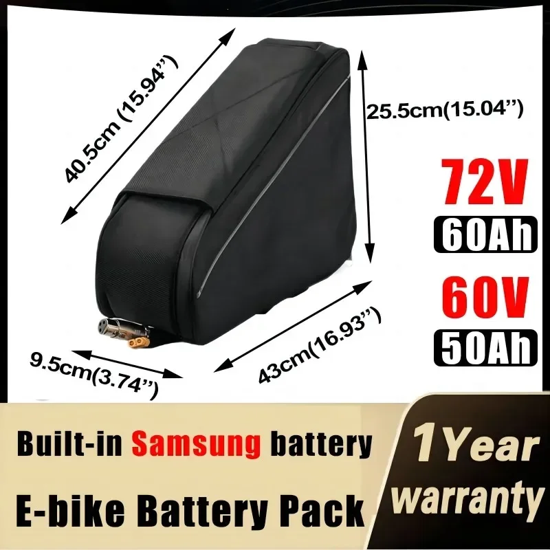 

Аккумулятор для электровелосипеда 60В 72В, треугольная литиевая батарея 36В 48В 52В 30Ач 40Ач 45Ач 50Ач 60Ач, 84В высокой мощности 3000Вт