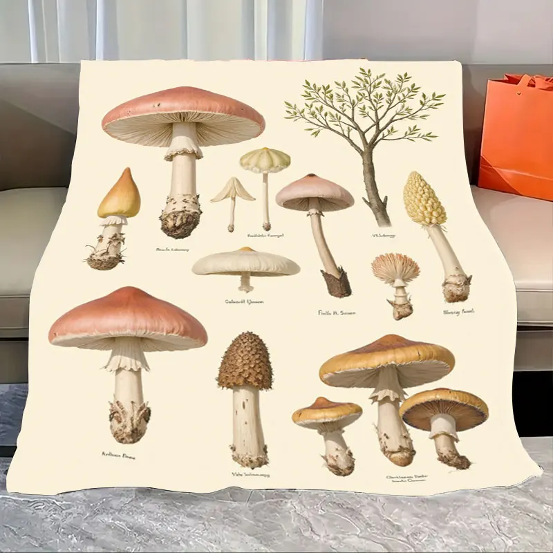 

1 шт. фланелевое одеяло с принтом ботанических грибов для уютного домашнего декора