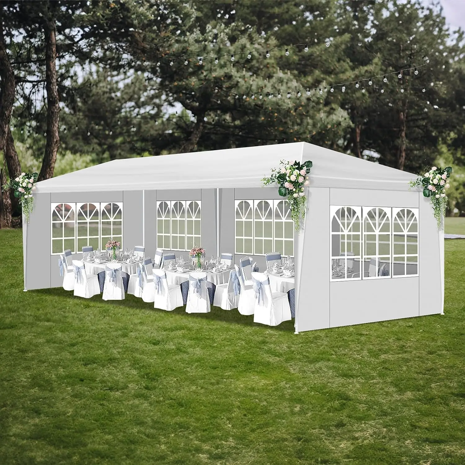10x30 FT Party Tent, Outdoor Wedding Tents for Parties, Canopy Event Tent with 5 Removable Sidewalls, Waterproof Gazebo Shelter