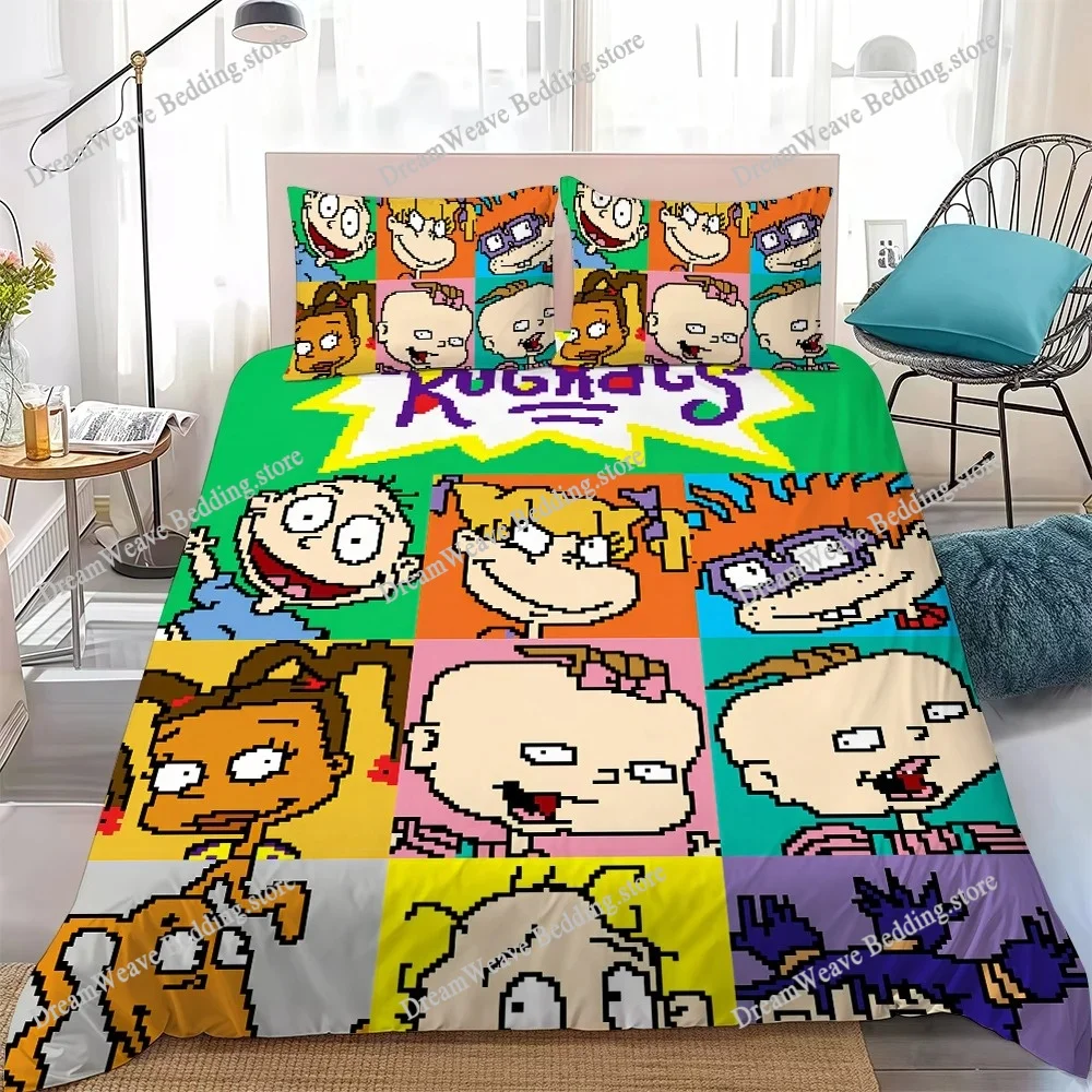 Cute Funny R-Rugrats Cartoon Duvet Cover Set Home Style Bedding Soft Laundry Cotton Bed Student Dormitory Gift