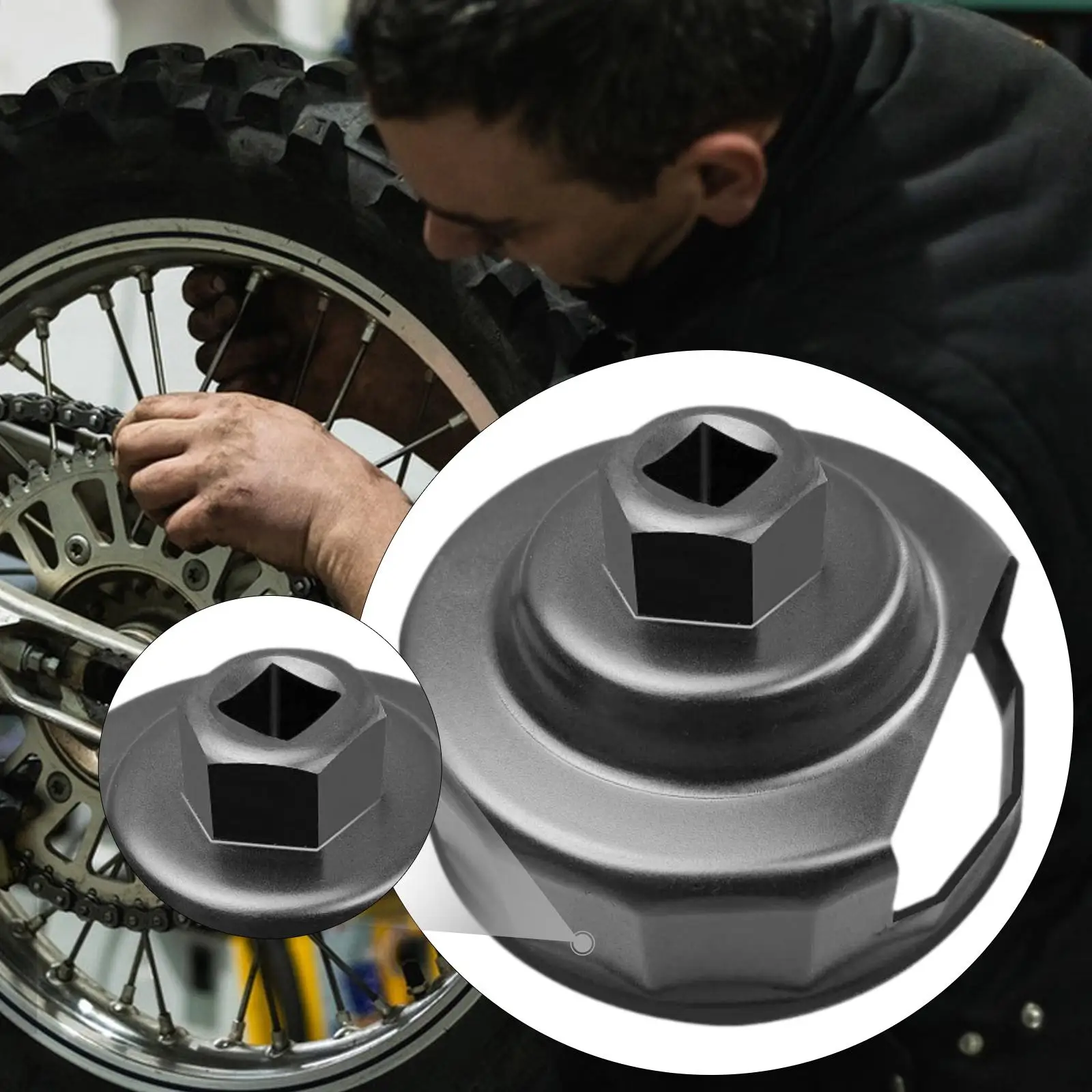 

Oil Filter Cap Wrench Remover Alloy Steel 76mm 14 Flutes Quick Maintenance Tool for Harley Motorcycles