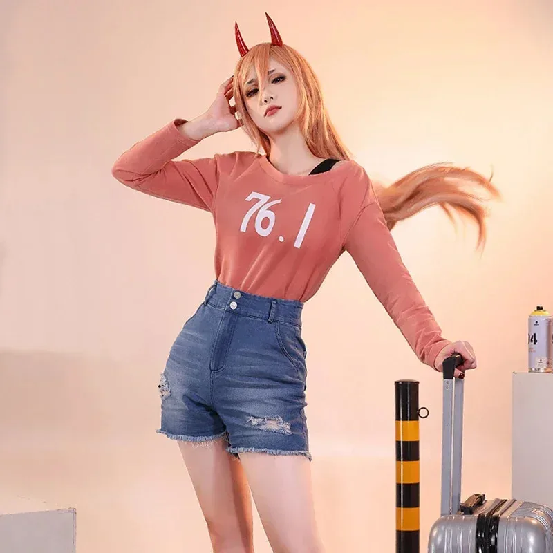 파워 코스프레 가발 헤드 기어 애니메이션 전기 톱 남자 코스프레 내열성 합성 머리 할로윈 파티 역할 놀이 가발