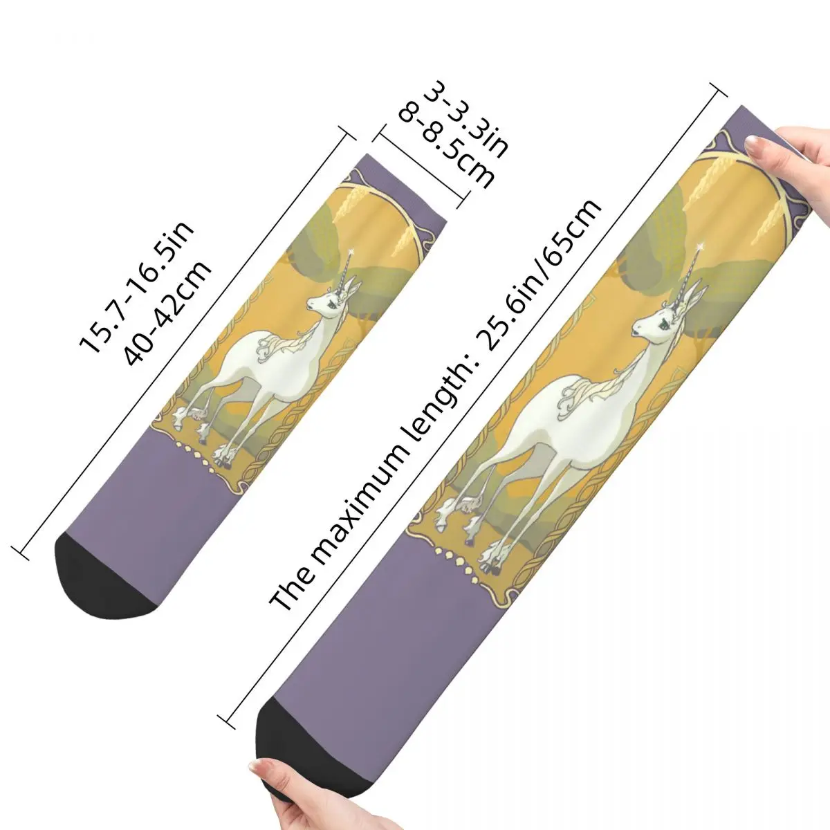 Funny Crazy Sock for Men Art Nouveau Hip Hop Harajuku The Last Unicorn Peter S. Beagle Magic Pattern Printed Boys Crew Sock