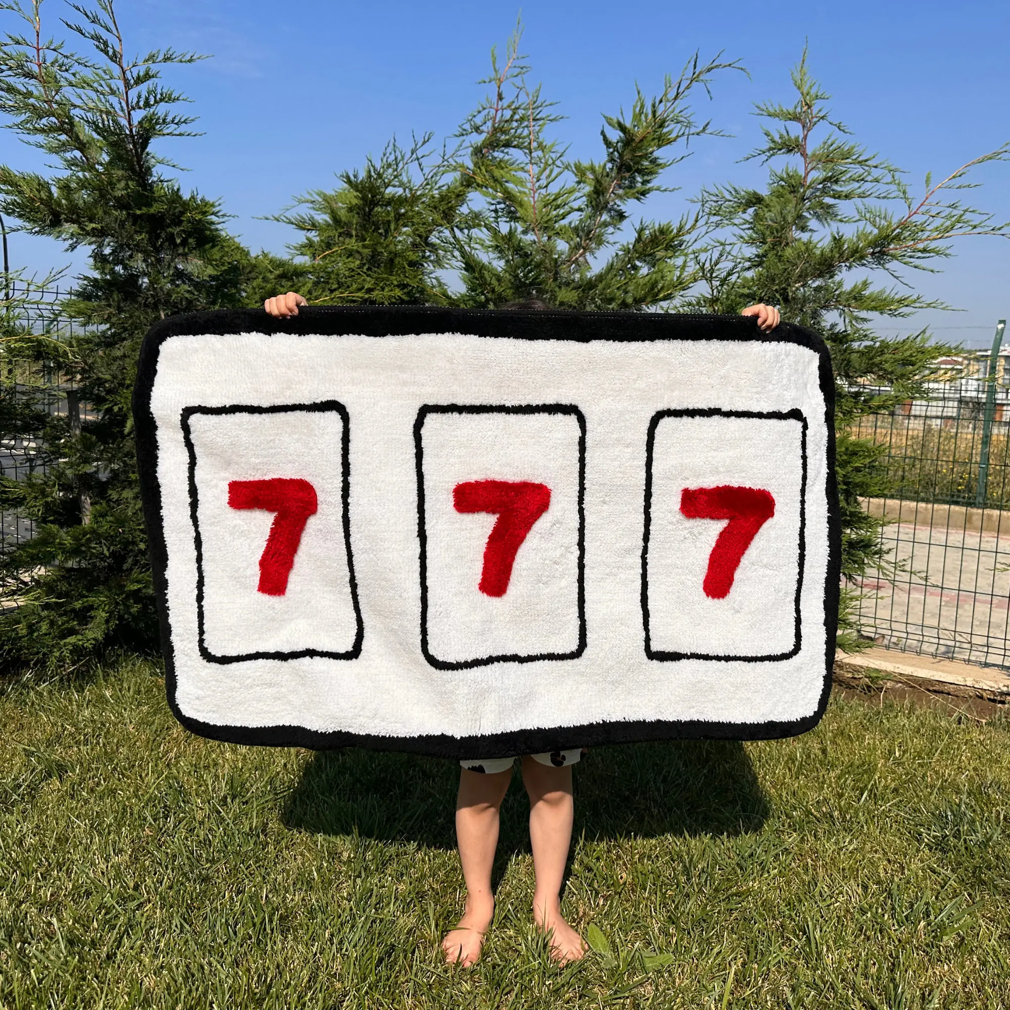 

Lucky Number 777 Jackpot Soft Rug Game Room Bedroom Aesthetics Carpet Handmade Housewarming Halloween Decor Casino Rug Gifts