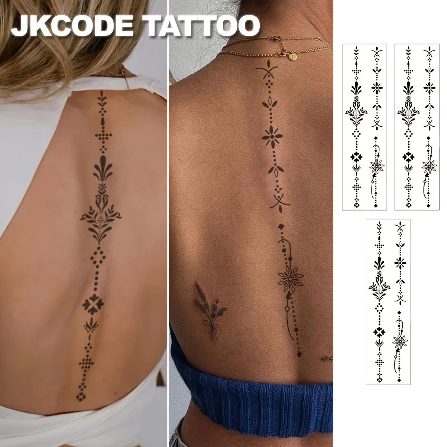 Spine Tattoo-Minimalist Design Elegant Durable Tattoo Stickers Body Art for 3-7 Days
