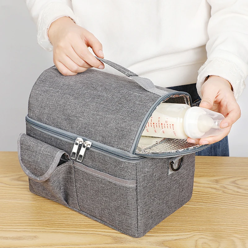 Portable Lunch Bags Large Capacity Multi-pocket Ice Bag Thermal Insulation Picnic Crossbody Chilled Fresh Lunch Box Storage Tote