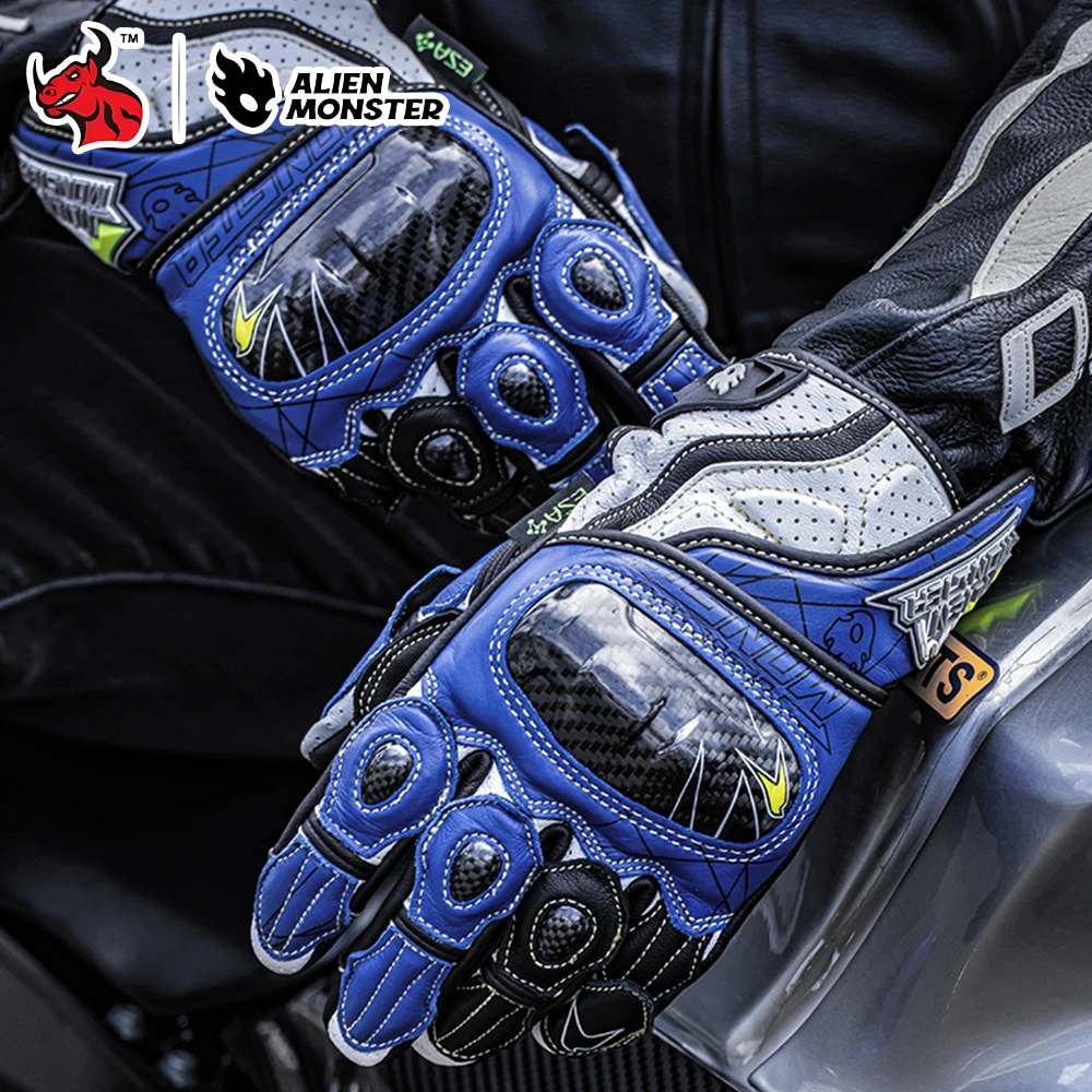 

Мотоциклетные перчатки для езды по бездорожью на открытом воздухе, сертифицированная CE, натуральная кожа с полным пальцем и защитой ESA для всех сезонов