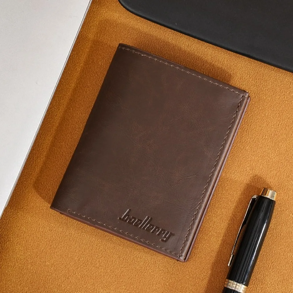

PU Leather 3 Fold Wallets Black Coffee Brown Urban Recreational Style Men's Short Wallet ID Badge Holder Credit Card Case