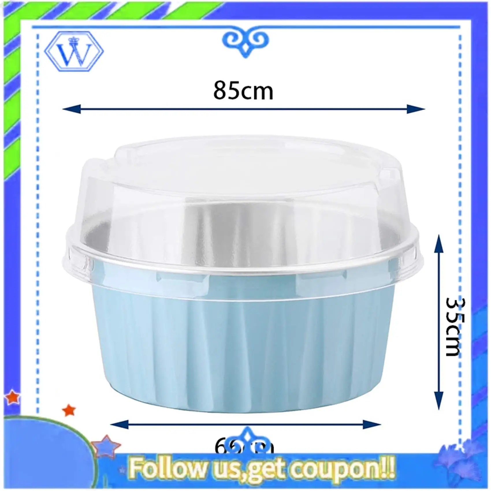 

A55P-300Pcs 5Oz 125 мл одноразовые чашки для выпечки тортов вкладыши для кексов чашки с крышками алюминиевая фольга чашки для выпечки кексов-синие