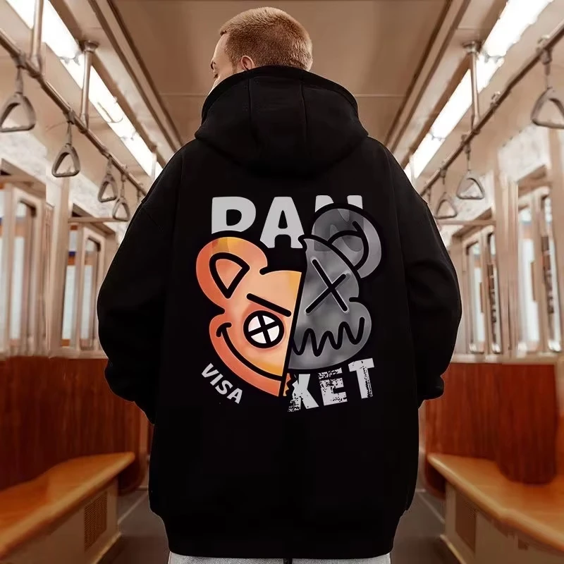 

2025 First Autumn/Winter New Cotton Design Creative Printed Warm and Loose Hooded Long Sleeve Men's and Women's Hoodies