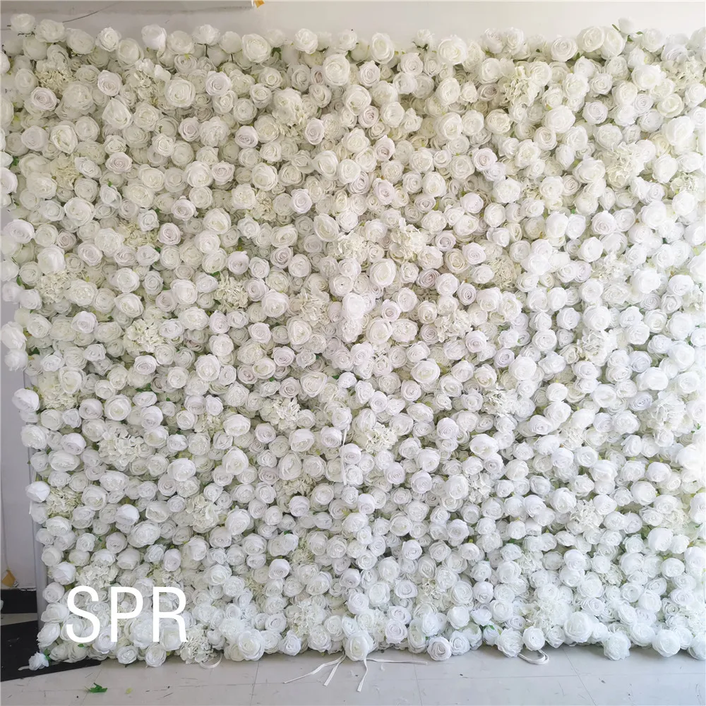 

SPR Rustic Wedding Events Ceiling Decoration Black Rose Hydrangea Artificial Roll Up Flower Backdrop Wall