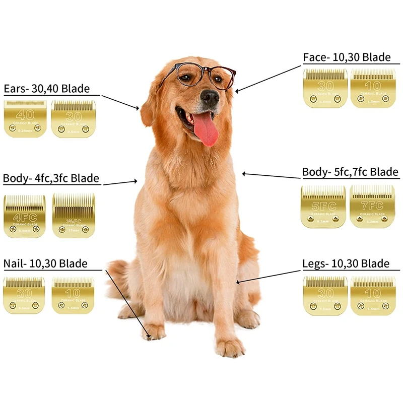 مجموعة شفرات سيراميك بديلة قابلة للفصل للكلاب الأليفة متوافقة مع ماكينة قص الشعر من سلسلة Andis وOster A5 وWahl KM10 #2