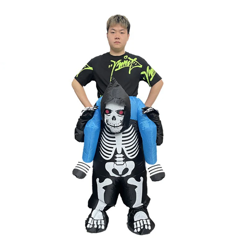 Aufblasbarer Reitender Skelett-Anzug Halloween-Scherzartikel Cartoon-Puppe Festival-Party Unterhaltung Performance Cosplay-Kostüm