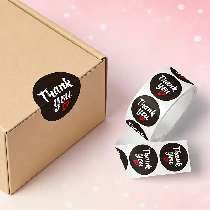300Pcs 3cm Black Thank You Stickers Round Envelope Sealing Labels Stationery Supplies Handmade Wedding Gift Decorations