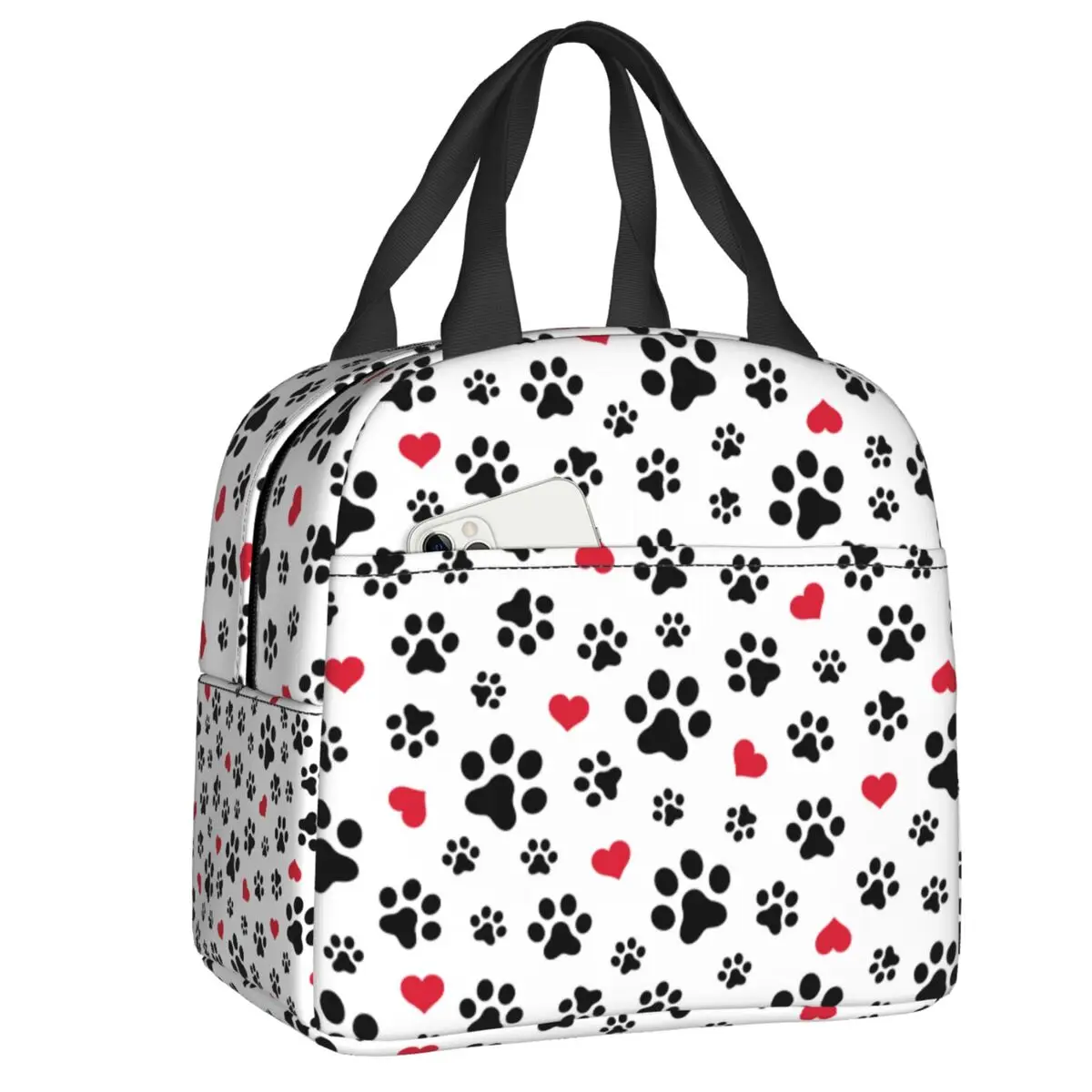 

Dog Paw Cat Heart Footprints Lunch Box Waterproof Cooler Thermal Food Insulated Lunch Bag Office Work Portable Picnic Tote Bags