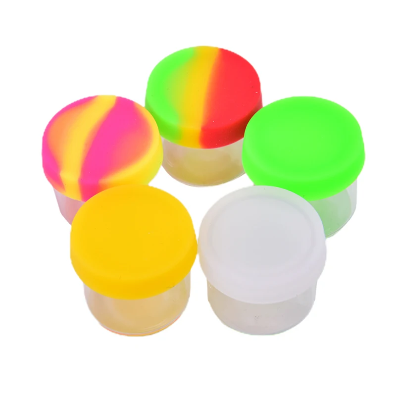 6ML Silicone Container Jar Glass Wax Oil Storage Lid Non-stick Mixed Color