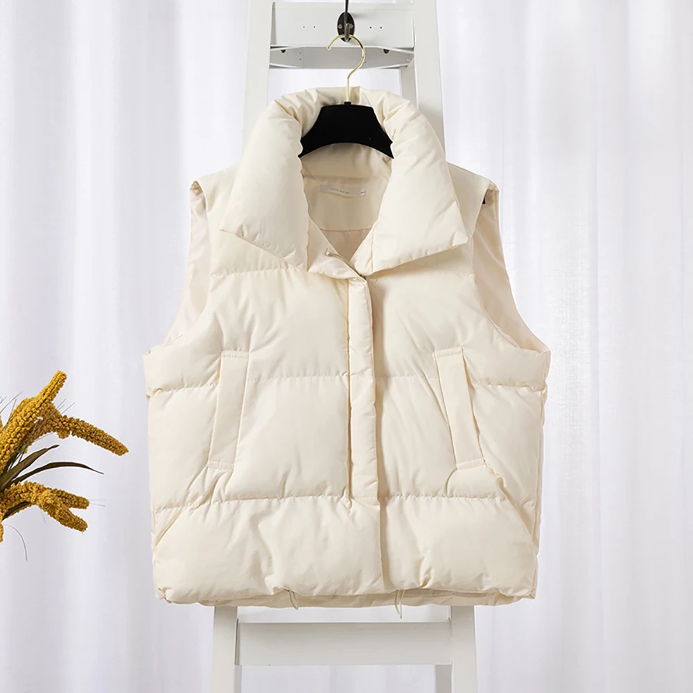 

Stand Collar Oversized Cotton Padded Vests Women's Autumn Winter Warm All-Match Sleeveless Coats Thick Outerwear Vest
