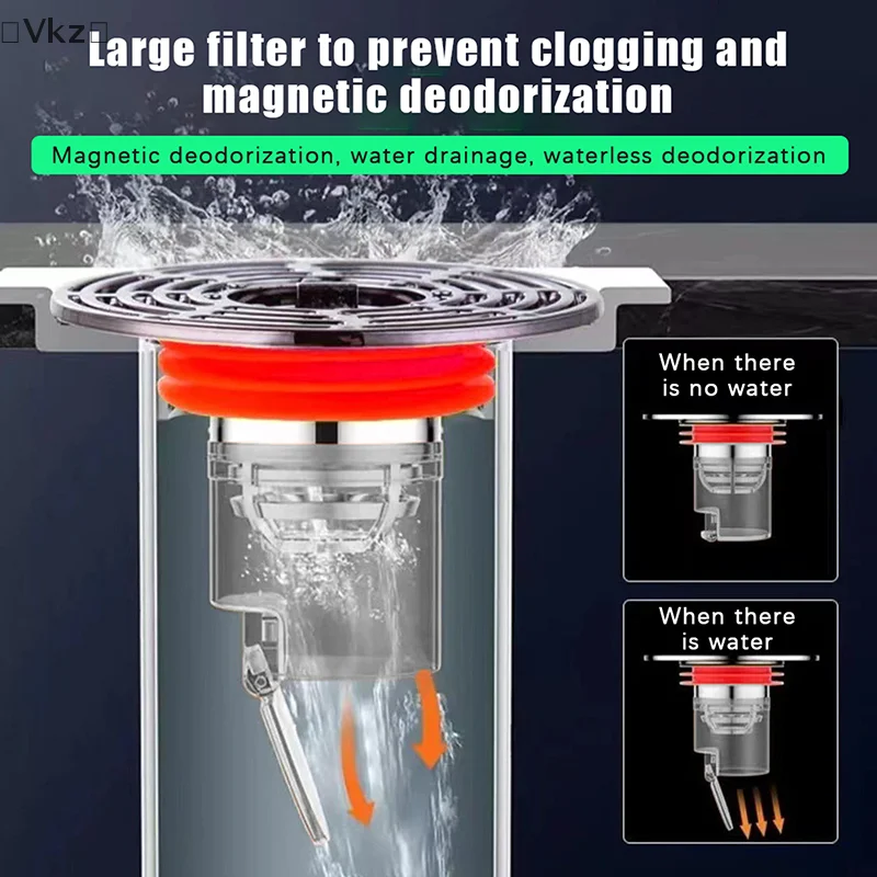 [VK18] noyau de vidange de sol à fermeture automatique, résistant aux odeurs et aux insectes, couvercle de vidange de douche amovible, filtre à cheveux, bouchon de crépine d'égout