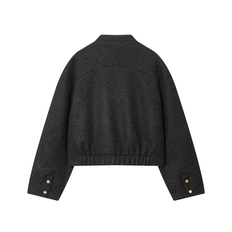 Autumn New Stylish Simple Elastic Hem Bomber Jacket